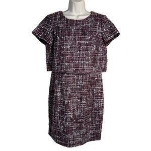 Brooks Brothers Boucle Tweed Dress Size 10 Wine Blouson Mad Men Mob Wife Wool